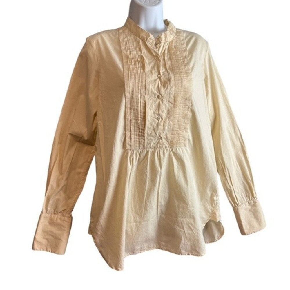 Calypso St. Barth - Cream Lightweight Mock Neck Tunic Top Blouse Size Medium